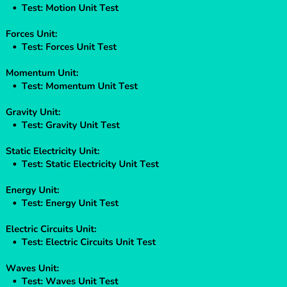 Complete High School Physics Test Bundle (NGSS Aligned, Grades 9-12)