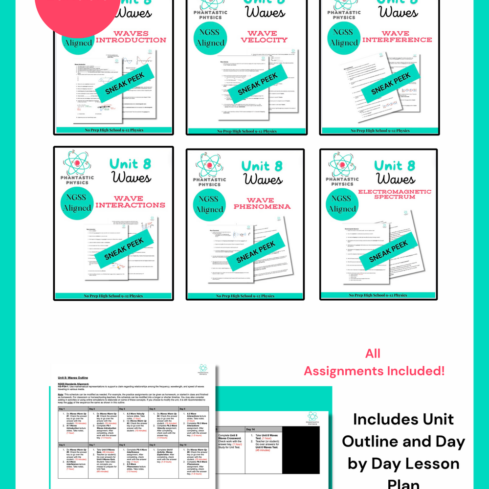 
                      
                        High School Physics Waves: Complete Assignment Bundle NGSS Aligned - Grades 9-12
                      
                    