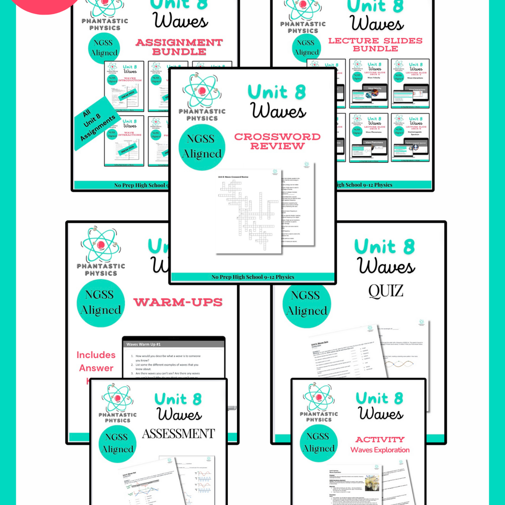 
                      
                        Complete High School Physics Waves Unit Bundle (NGSS Aligned, Grades 9-12)
                      
                    