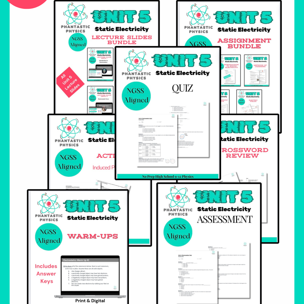 
                      
                        Complete High School Physics Static Electricity Unit Bundle-NGSS-Aligned
                      
                    