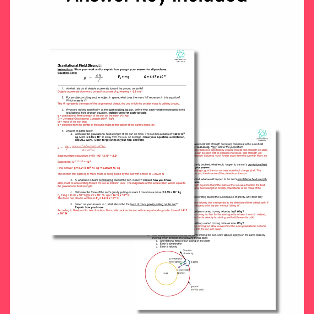 High School Physics: Orbital Motion Assignment - Grades 9-12, NGSS Aligned