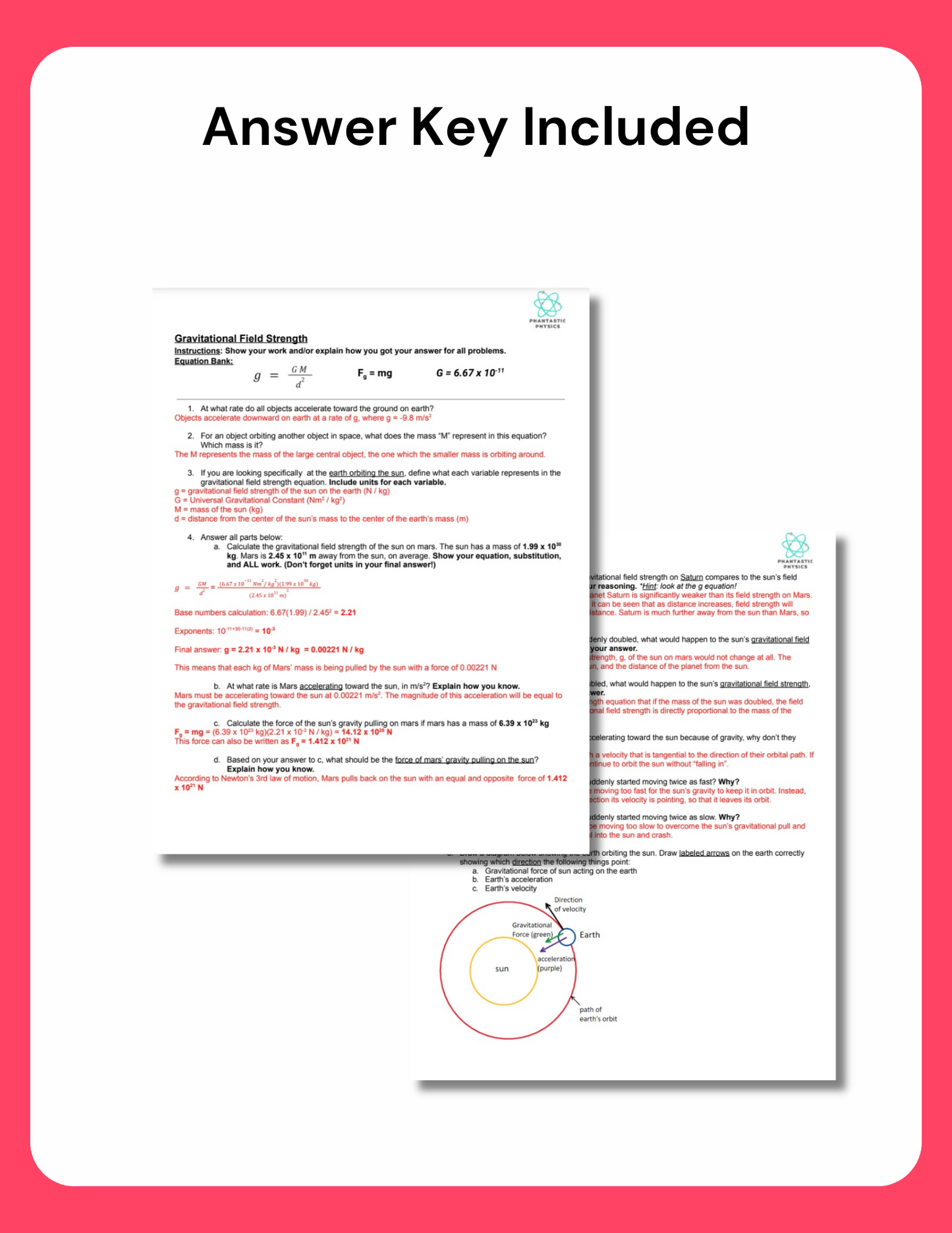 High School Physics: Orbital Motion Assignment - Grades 9-12, NGSS Aligned