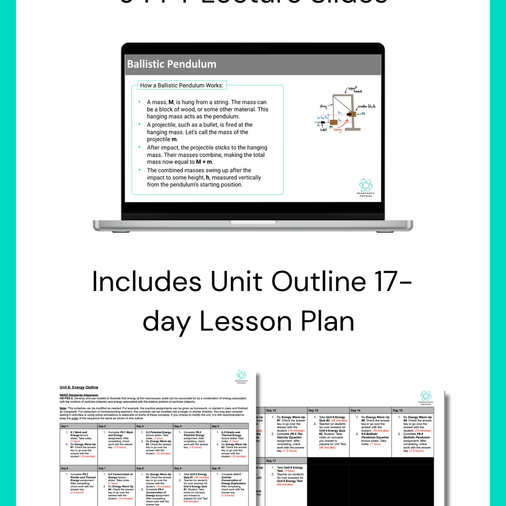 High School Physics: Ballistic Pendulum Slide Deck - Grades 9-12, NGSS Aligned