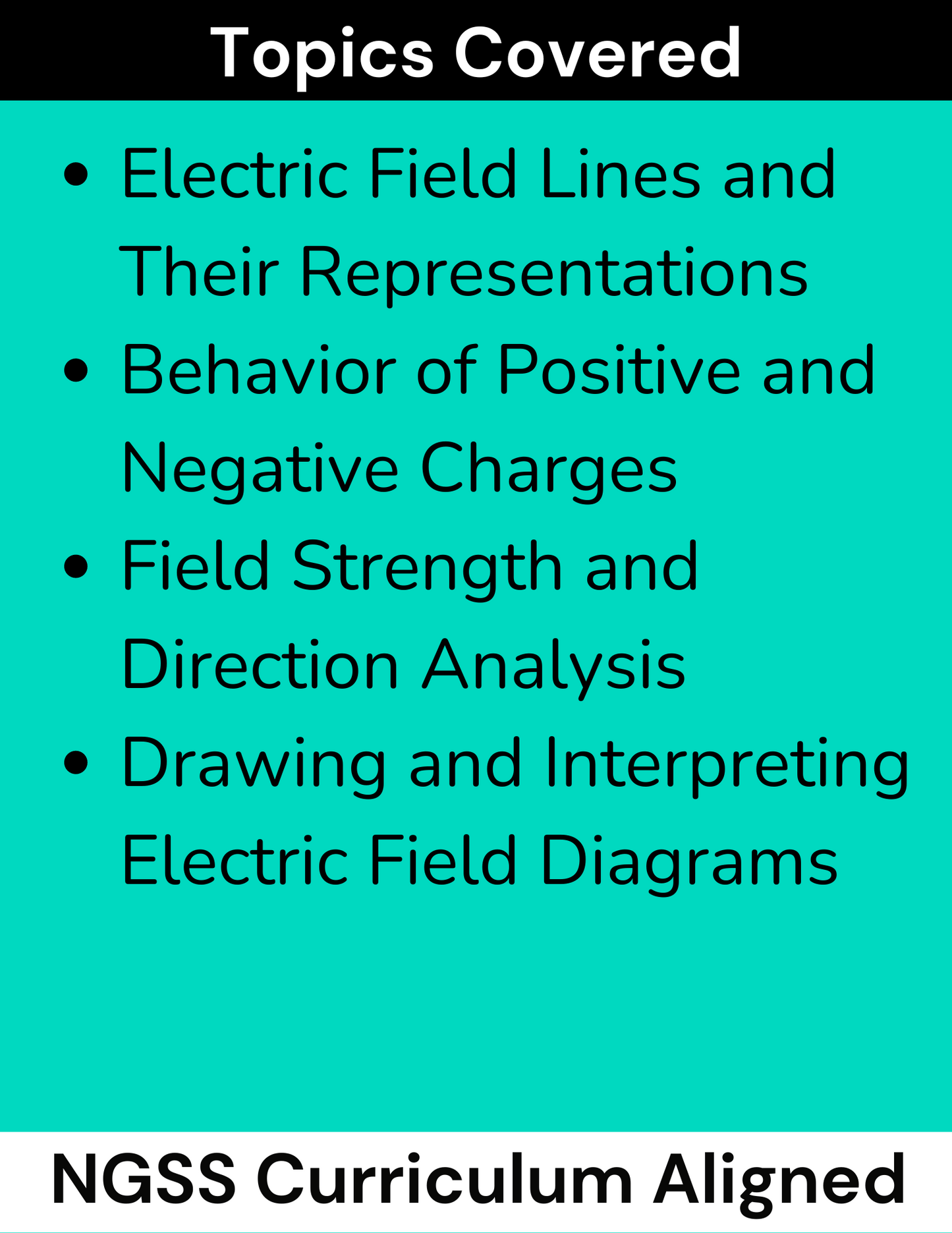 High School Physics: Electric Fields Assignment - Grades 9-12, NGSS Aligned