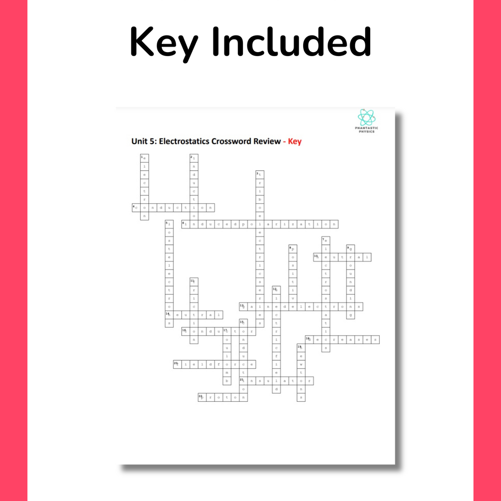 
                      
                        High School Physics: Electrostatics Crossword Puzzle Review - Grades 9-12, NGSS
                      
                    