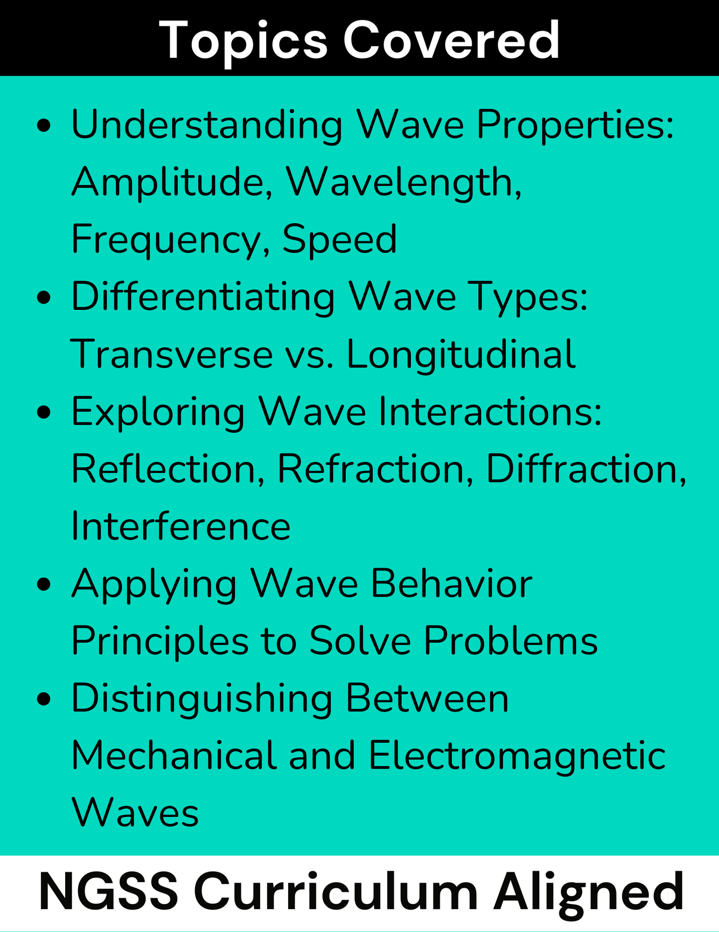 High School Physics: Waves Introduction Assignment - Grades 9-12, NGSS Aligned