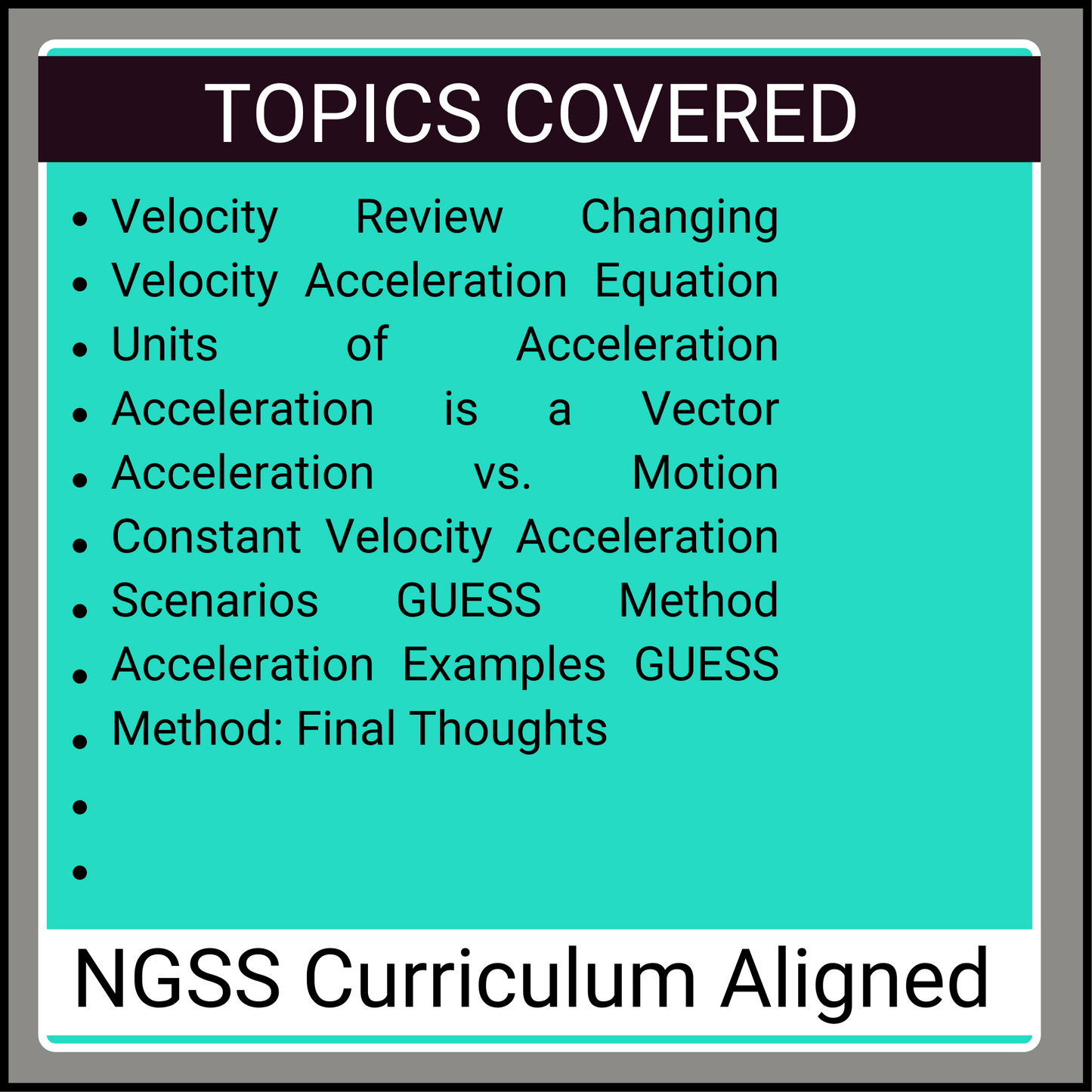 High School Physics: Acceleration Assignment (Grades 9-12, NGSS Aligned)