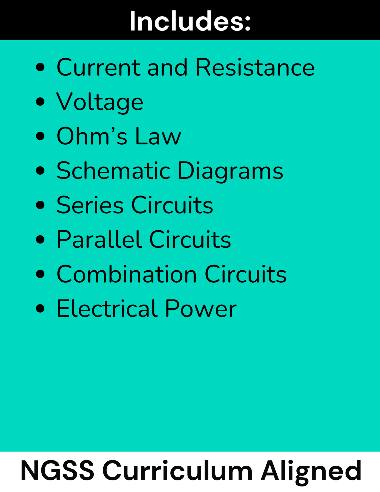 High School Physics: Complete Electrical Circuits Assignment Bundle NGSS Aligned