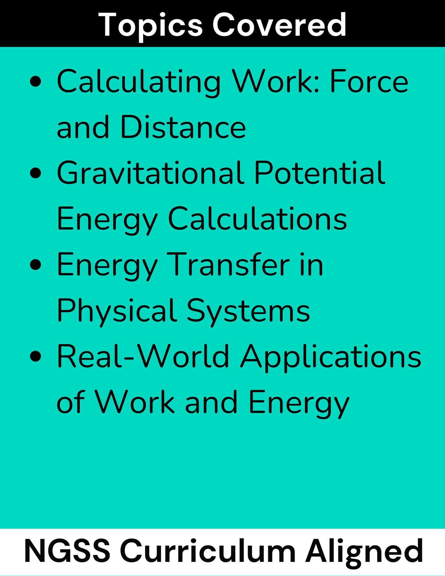 High School Physics: Work and Energy Assignment - Grades 9-12, NGSS Aligned