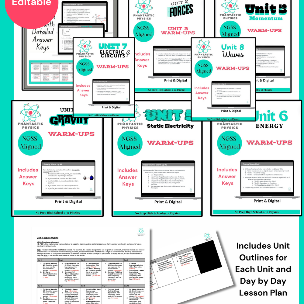 
                      
                        Complete High School Physics Warm-Ups Bundle (NGSS Aligned, Grades 9-12)
                      
                    