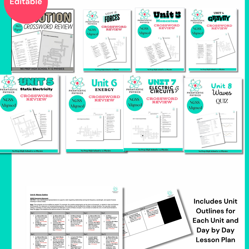 
                      
                        Complete High School Physics Crossword Puzzle Bundle (NGSS Aligned, Grades 9-12)
                      
                    