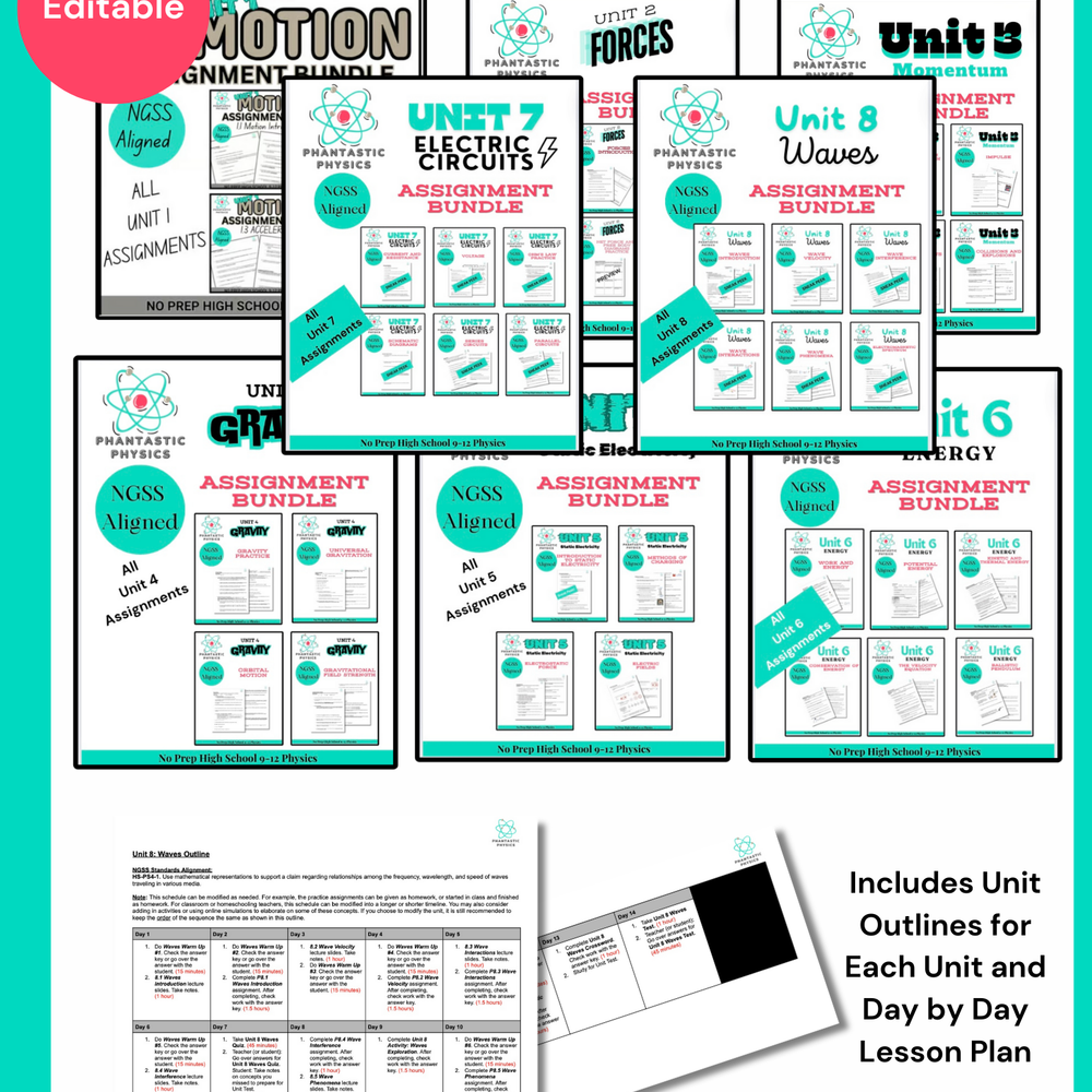 
                      
                        Complete High School Physics Assignments Bundle (NGSS Aligned, Grades 9-12)
                      
                    