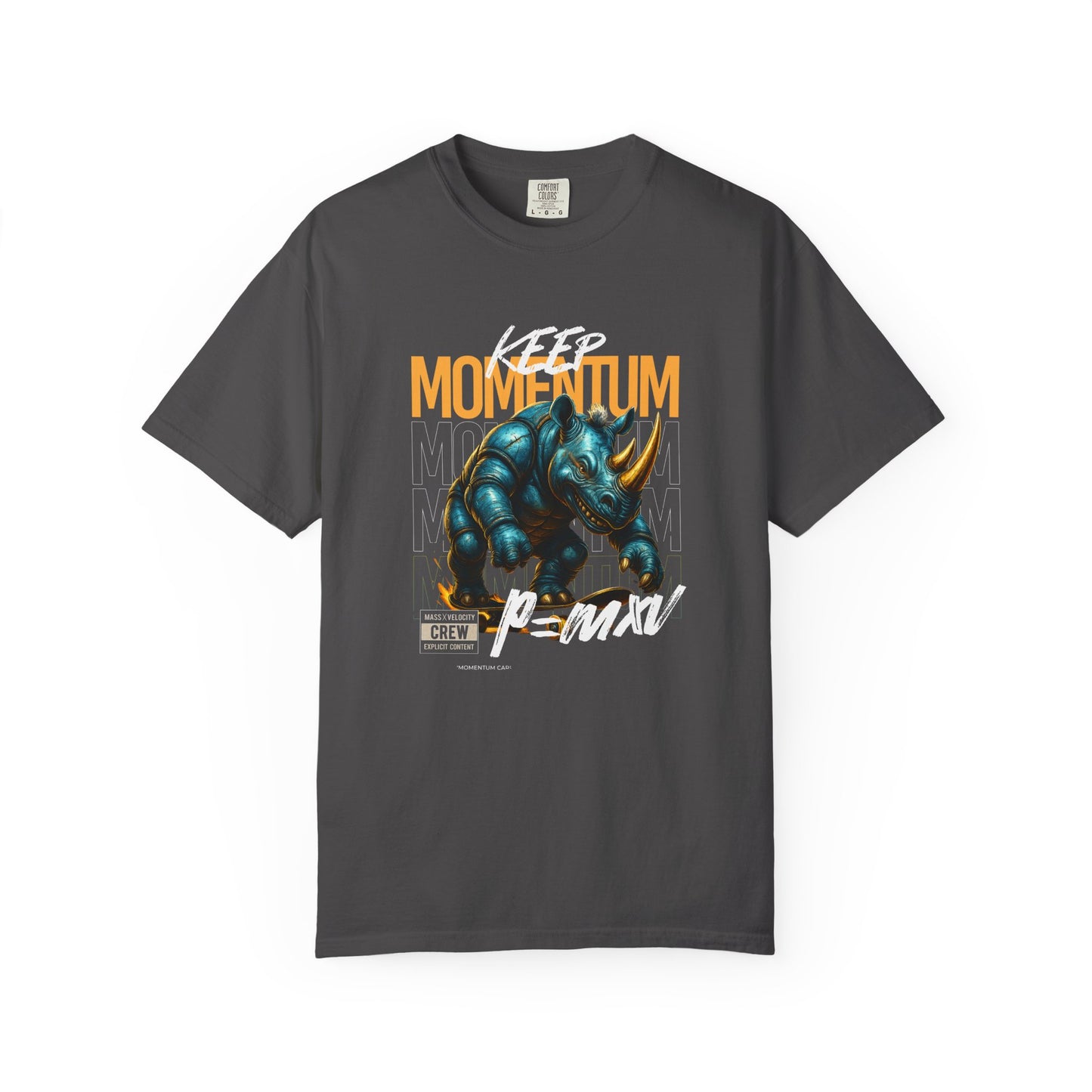 Keep Momentum rhino skateboard physics t-shirt