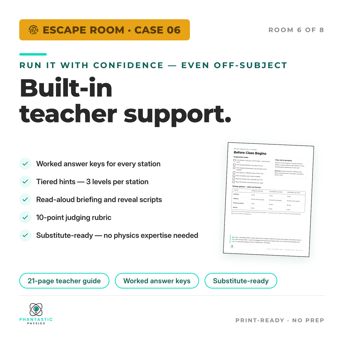 Teacher support - 21-page guide with scripts, tiered hints and worked answers