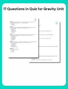 High School Physics: Gravity Unit Quiz - Grades 9-12, NGSS Aligned