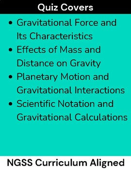 
                      
                        High School Physics: Gravity Unit Quiz - Grades 9-12, NGSS Aligned
                      
                    