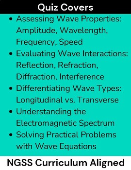 
                      
                        High School Physics: Waves Quiz - Grades 9-12, NGSS Aligned
                      
                    